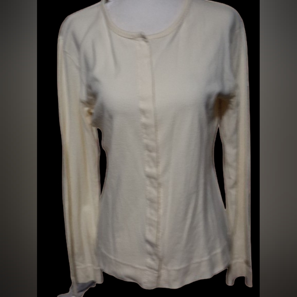 NWOT Tommy Hilfiger Long Sleeve, Snap Down Cardigan, Soft yellow,  Size large